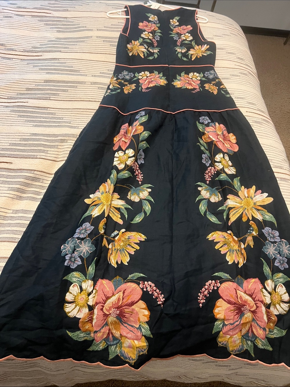 New FARM Rio Deep Indigo Blue Floral Linen Maira Sleeveless Dress Medium. - Picture 8 of 11